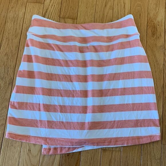 Athleta Ribbon Striped Faux Wrap Skirt 
Orange & White Stretchy Skort Size XS - Picture 3 of 7